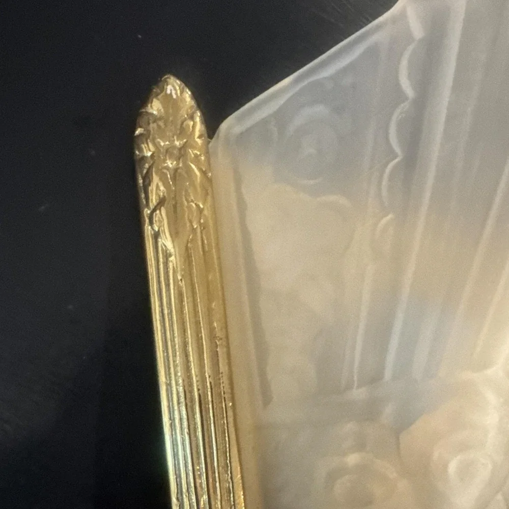 Pair Art‎ Deco Revival Wired Wall Sconce, Frosted Shell Slip Shade, A+ Condition